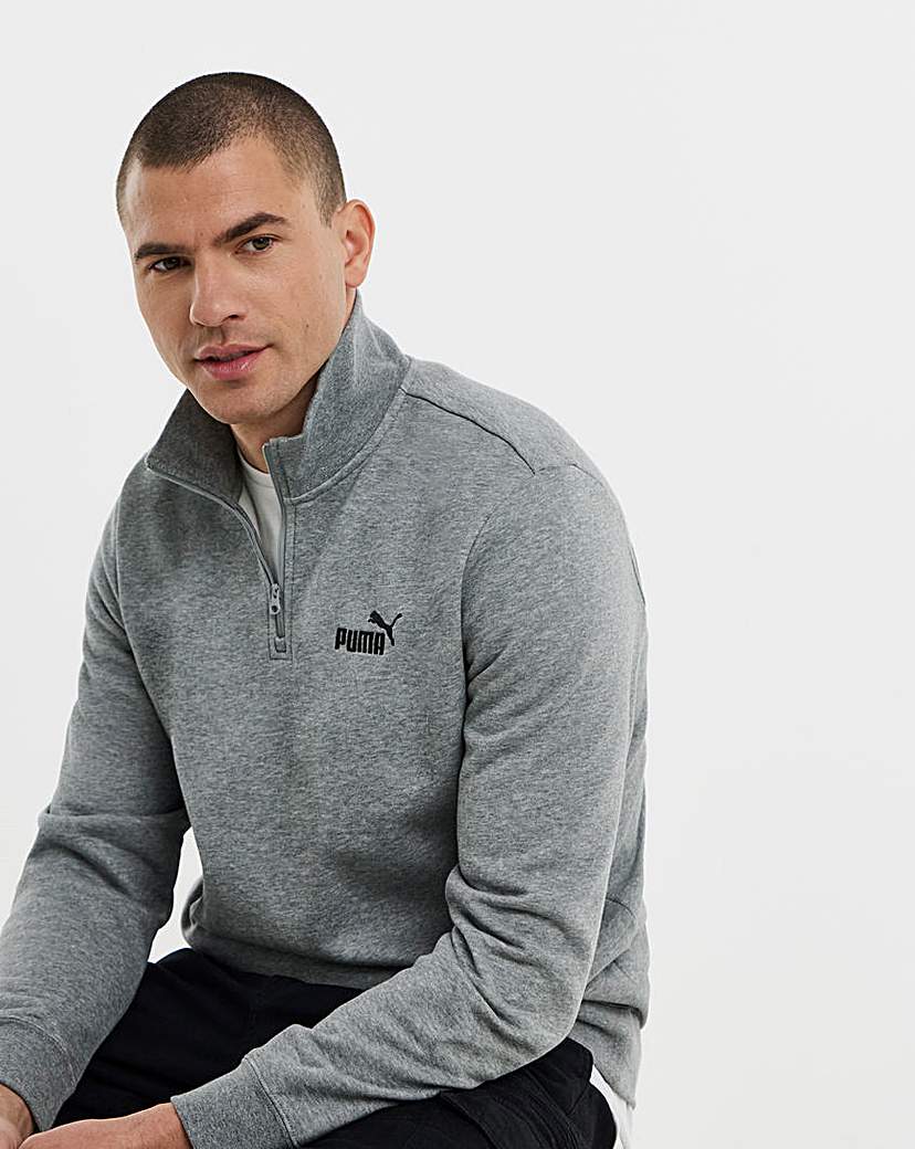PUMA Essentials Logo 12 Zip Sweatshirt GreyHeather …