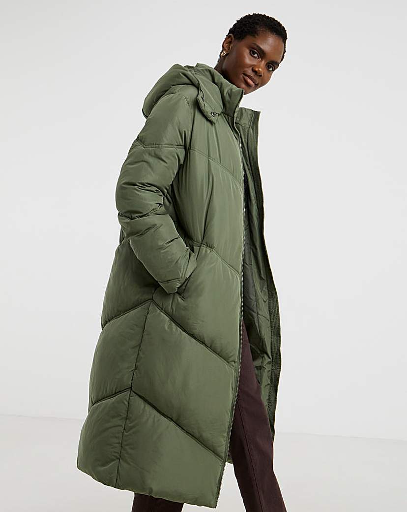 New In - Khaki Longline Padded Coat