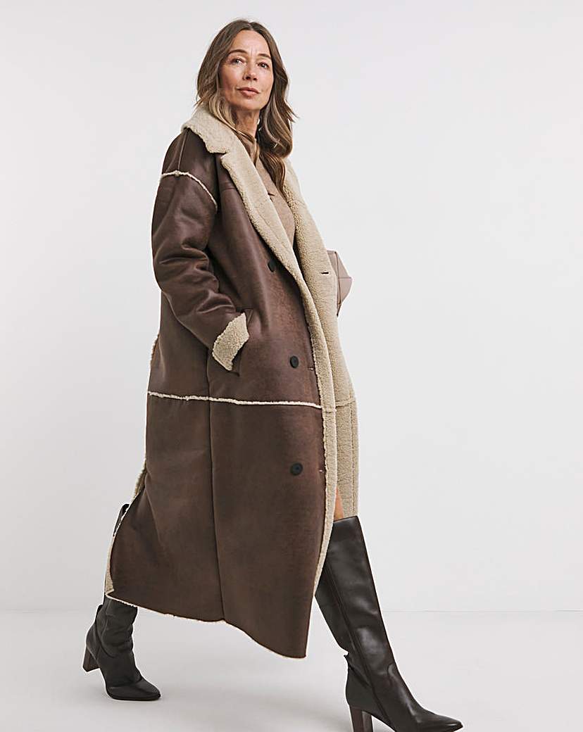 Tan Maxi Shearling Jacket