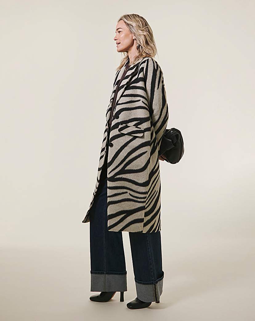 New In - Zebra Printed Wool Coat