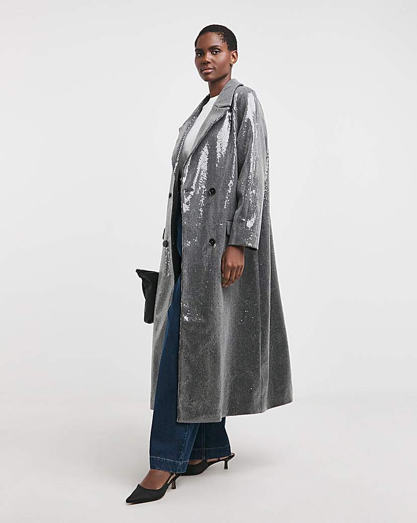 Sequin Longline Coat