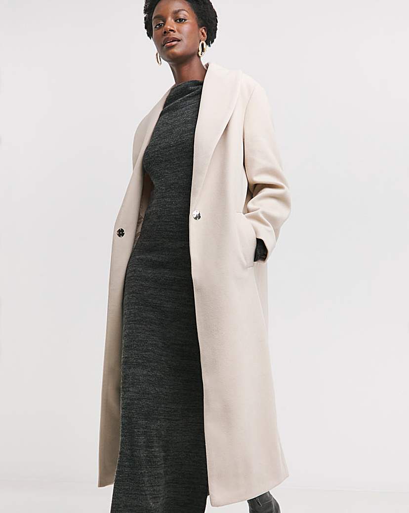 New In - Angular Collar Longline Wool Coat