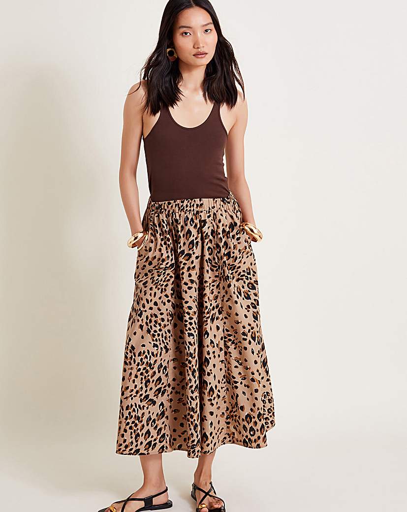 Monsoon Raife Leopard Print Skirt