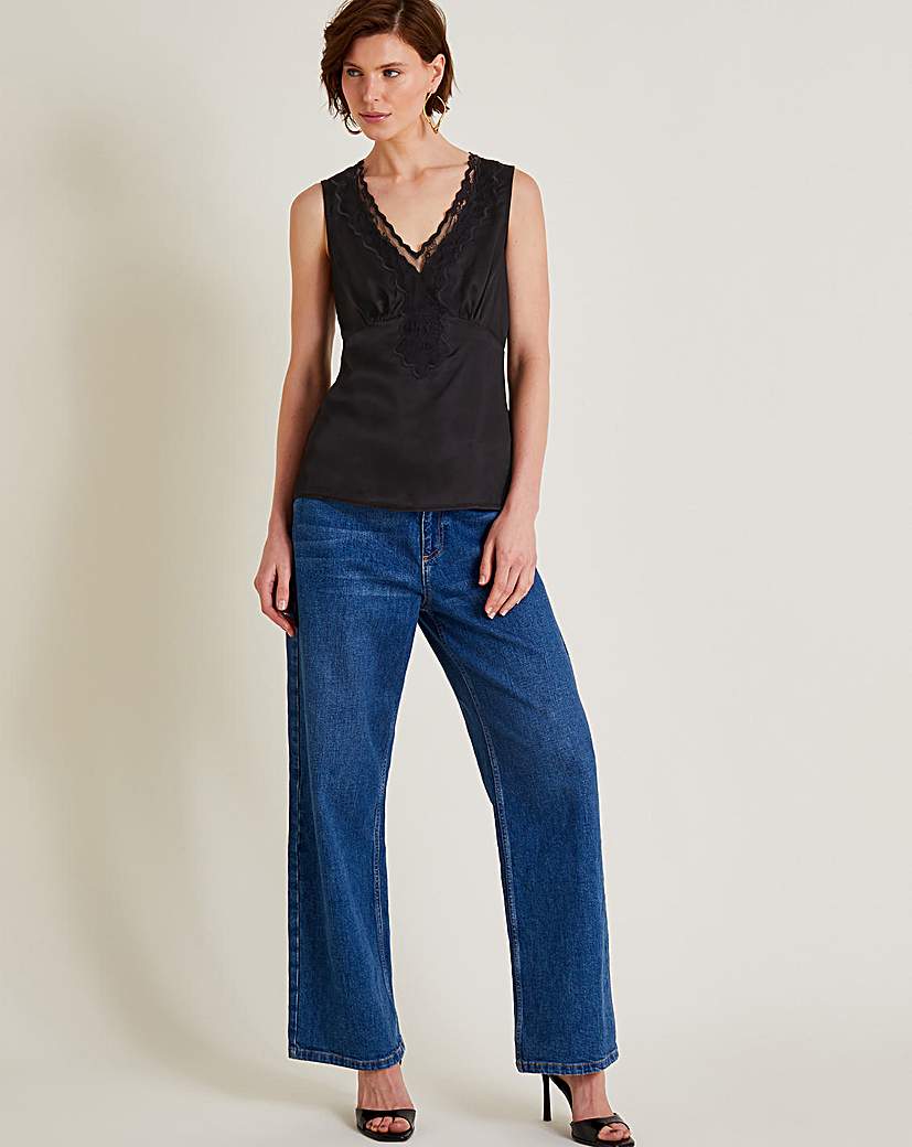 Monsoon Carly Satin Lace Cami Top