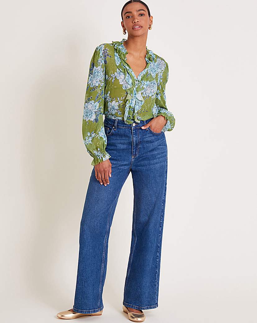 Monsoon Eva Floral Ruffle Blouse