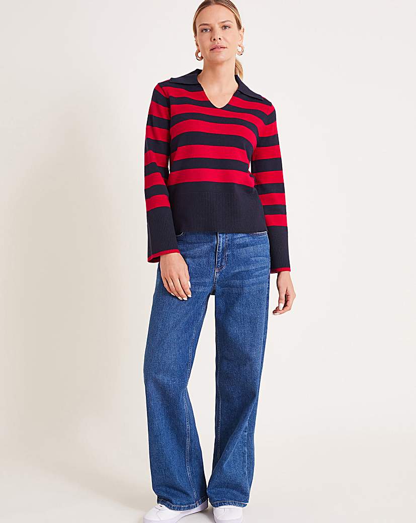 Monsoon Shay Stripe Collared Jumper