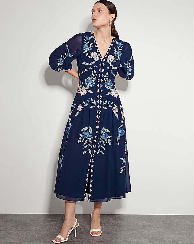 Monsoon Delilah Embroidered Midi Dress