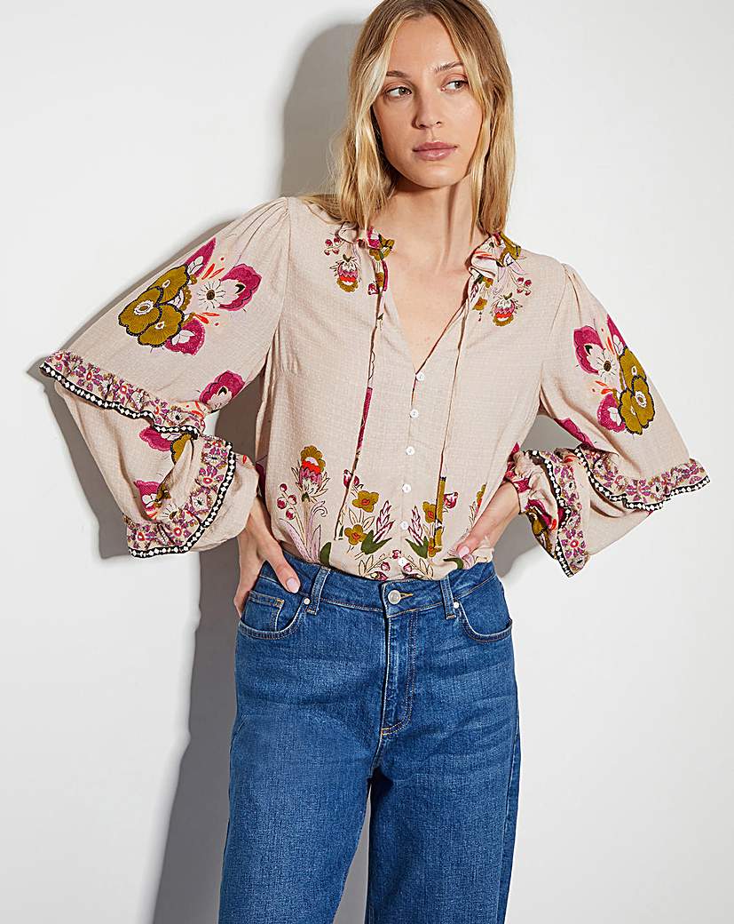 Monsoon Kara Floral Ruffle Blouse