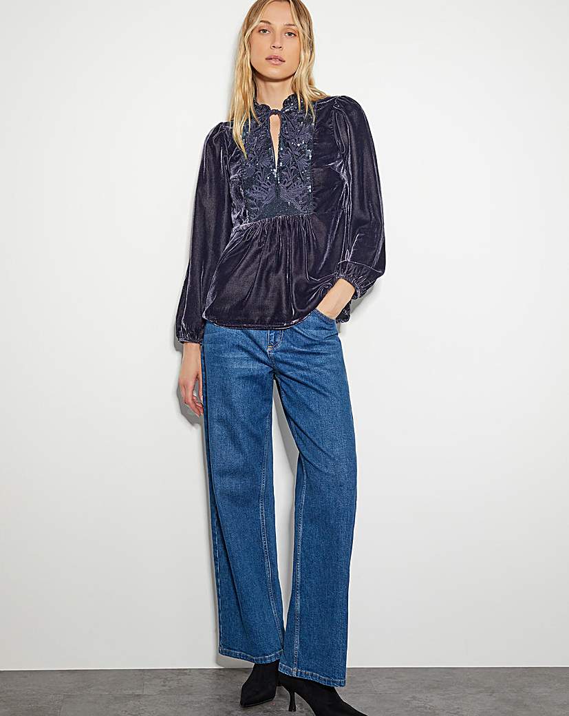 Monsoon Lisa Velvet Embellished Top