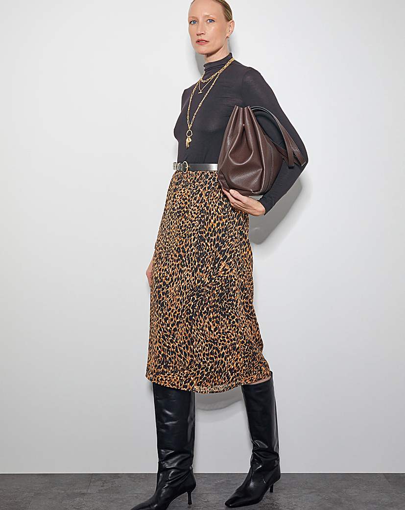 Monsoon Liza Leopard Print Midi Skirt