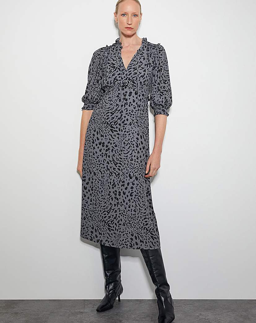 Monsoon Aubrey Leopard Print Midi Dress