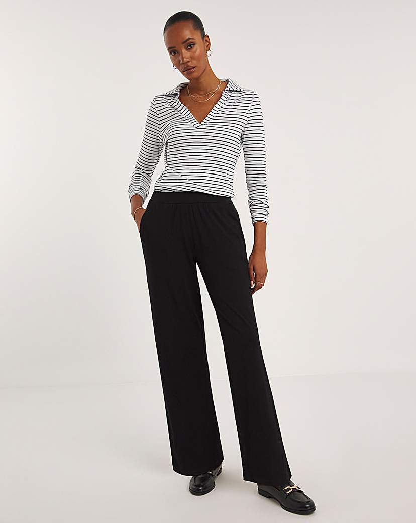 Black Jersey Straight Leg Trousers