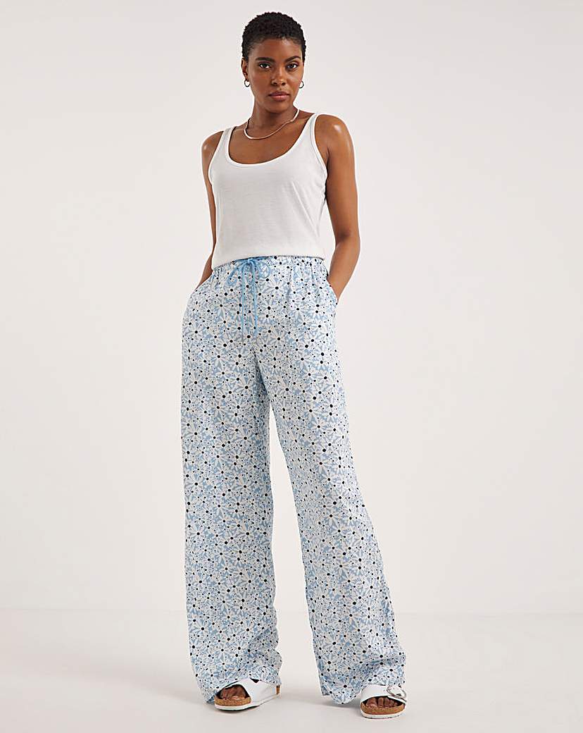 Spun Viscose Pull On Wide Leg Trousers