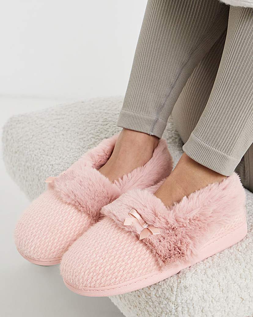 Fur Trim Full Slipper Wide