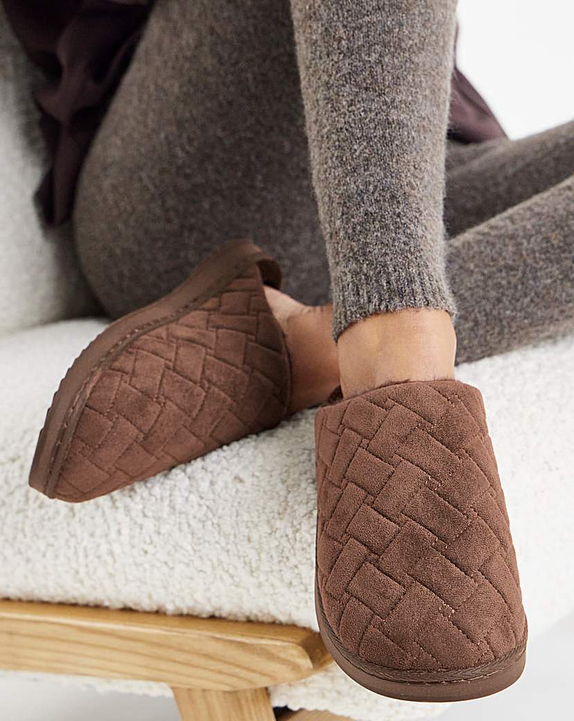 Quilted Mule Slipper Ex Wide