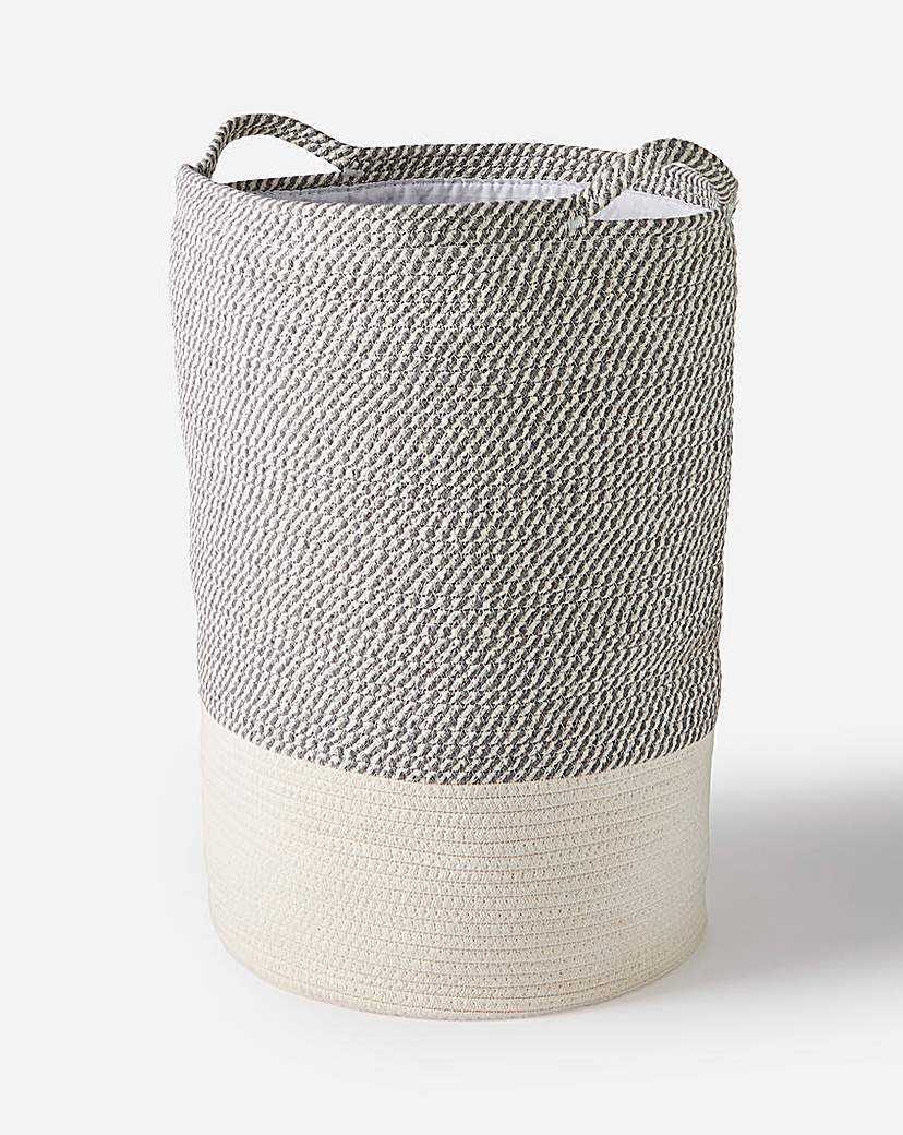 Image of Grey Cotton Rope Laundry Hamper