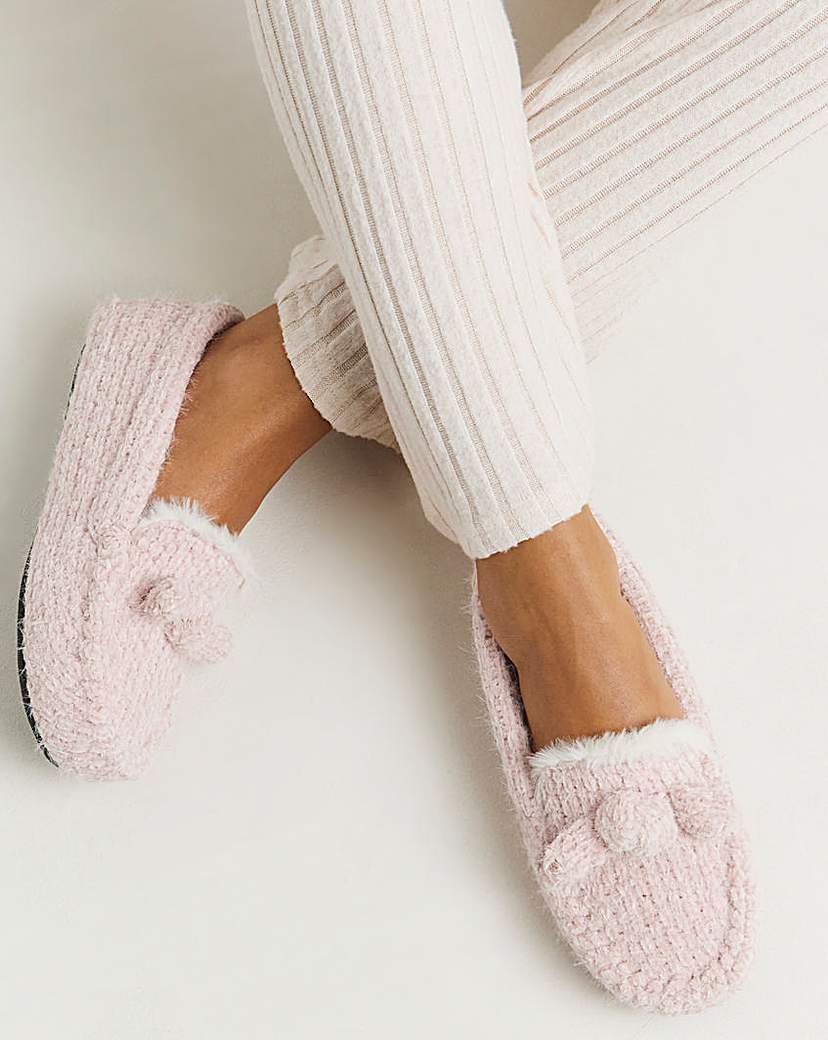 New In - Knitted Moccasin Slipper Wide