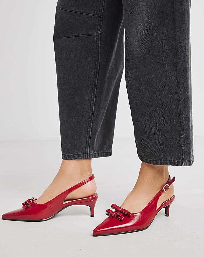 Kitten Heel Slingback With Bow Wide