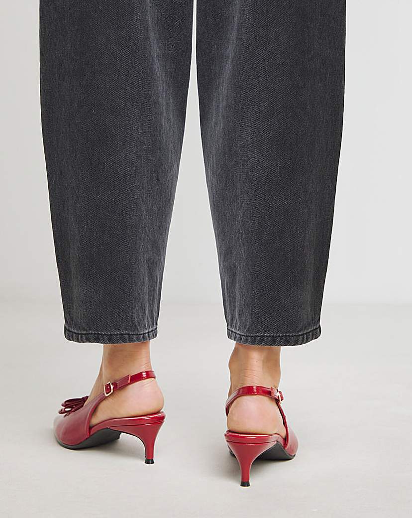 Kitten Heel Slingback With Bow Wide