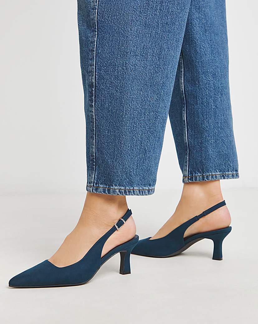 Pointed Toe Slingback Heels Ex Wide