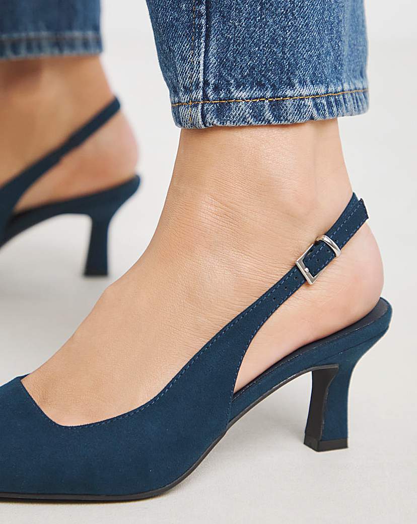 Pointed Toe Slingback Heels Ex Wide