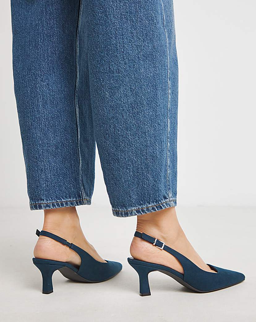 Pointed Toe Slingback Heels Ex Wide