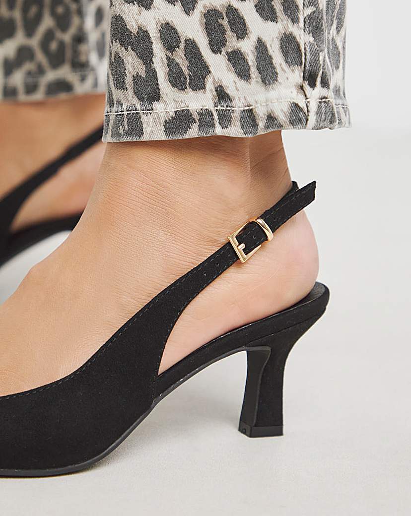 Pointed Toe Slingback Heels Ex Wide