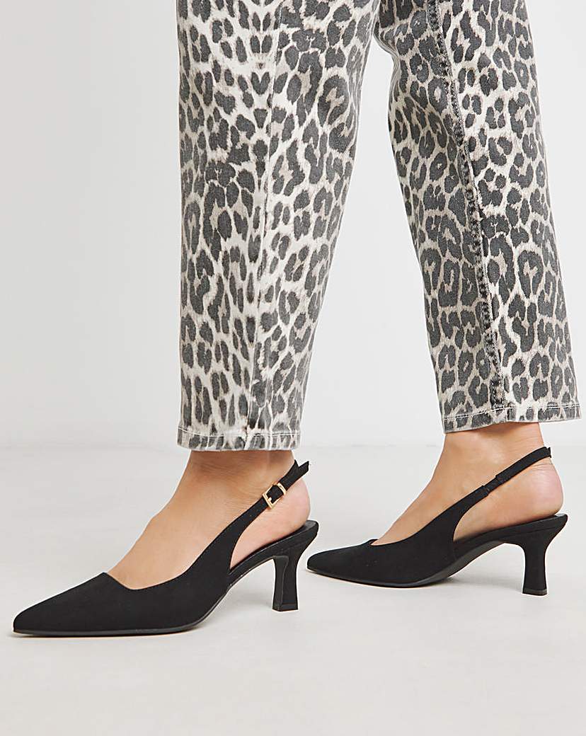Pointed Toe Slingback Heels Ex Wide