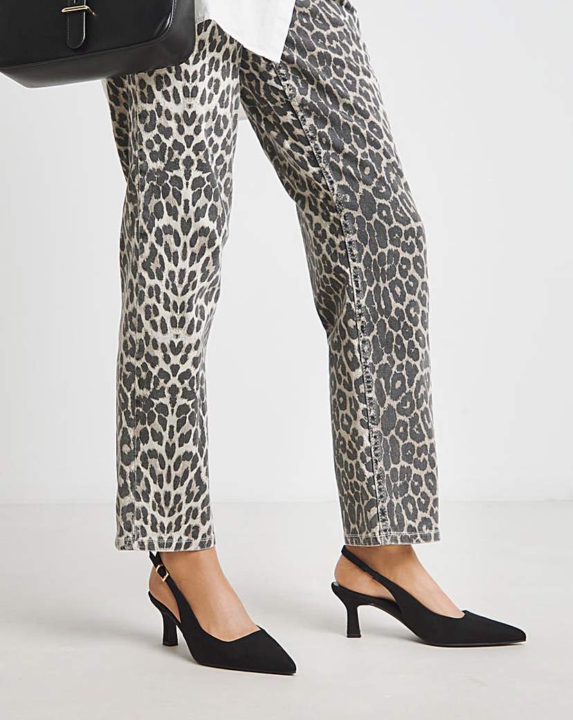 New In - Pointed Toe Slingback Heels Ex Wide
