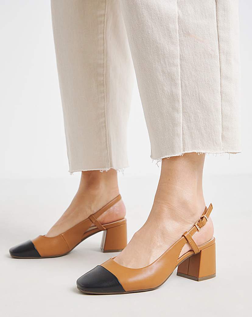 Low Block Heel Slingback Ex Wide
