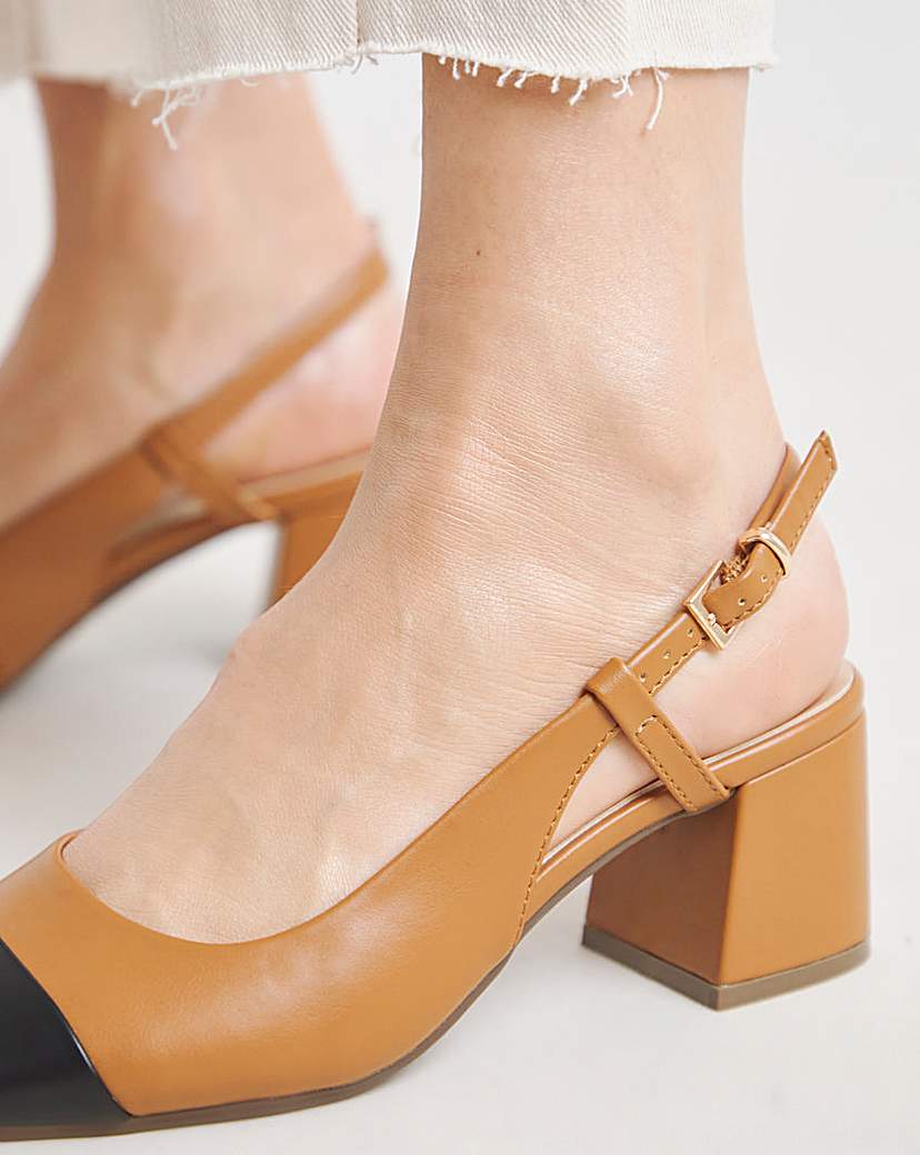 Low Block Heel Slingback Ex Wide