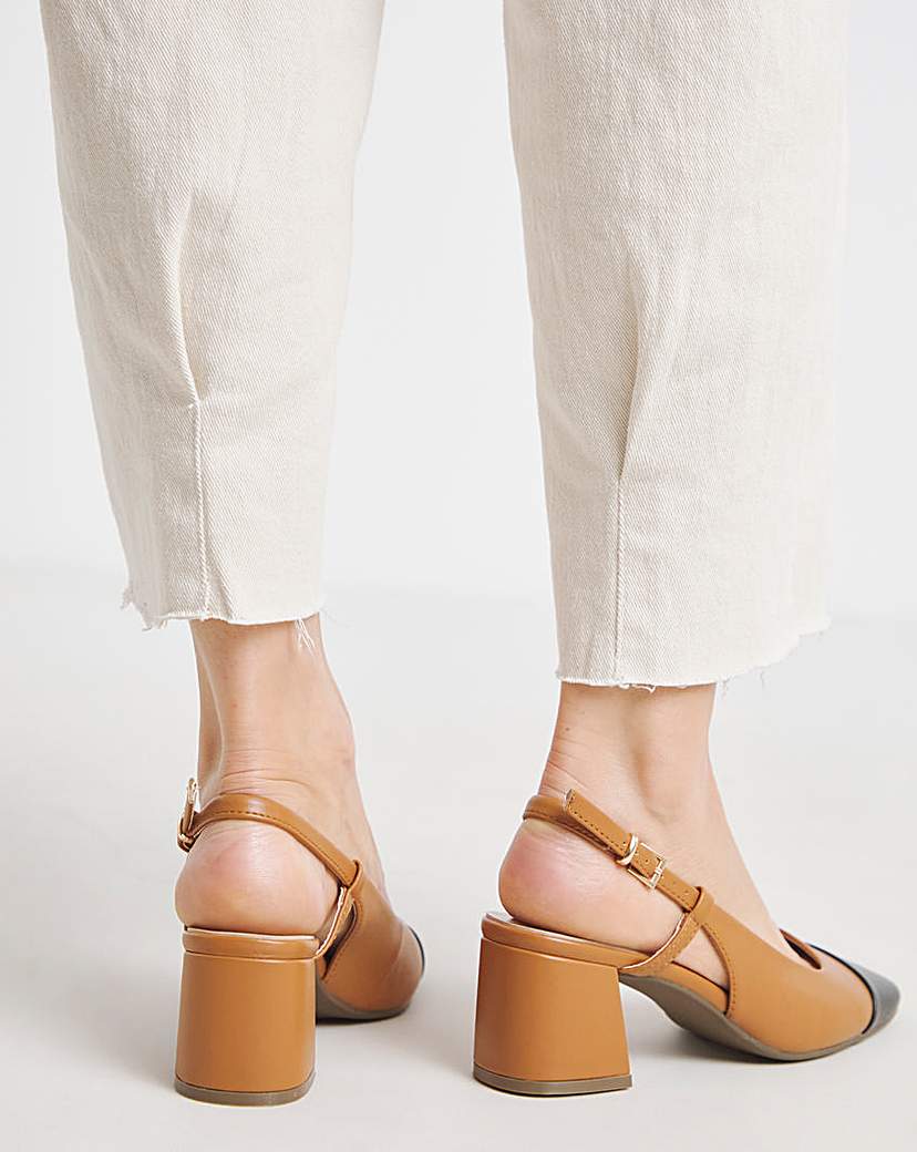 Low Block Heel Slingback Ex Wide
