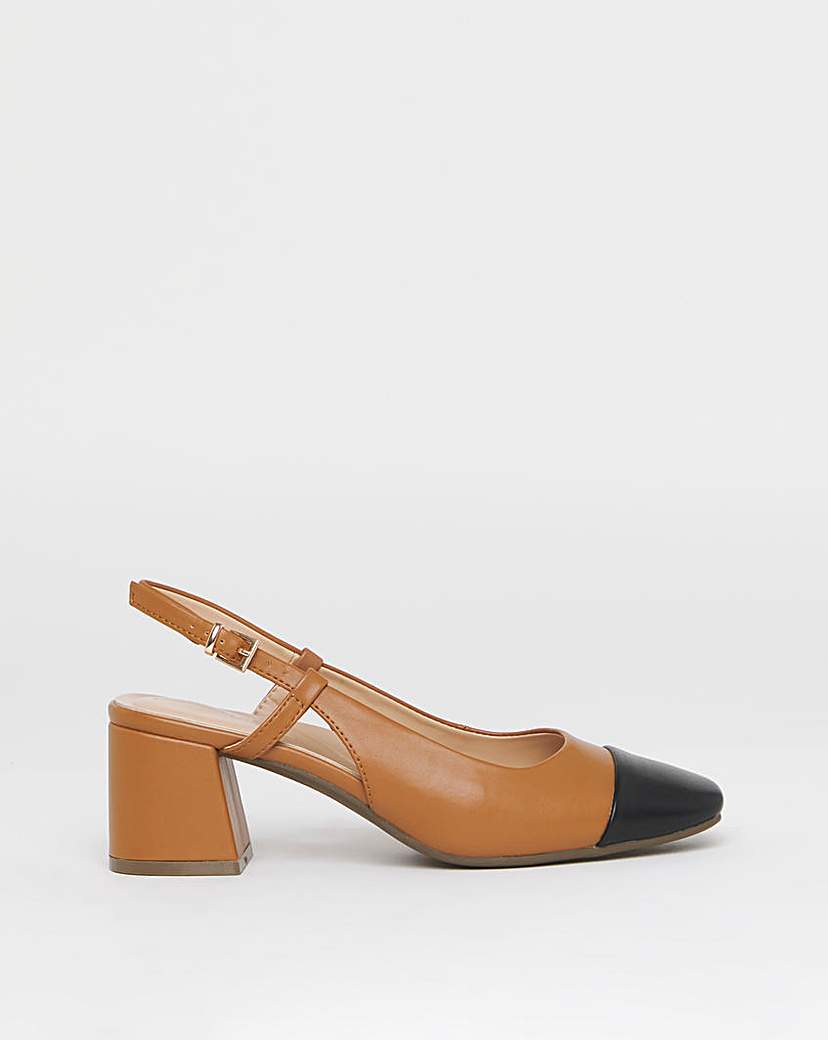 Low Block Heel Slingback Ex Wide