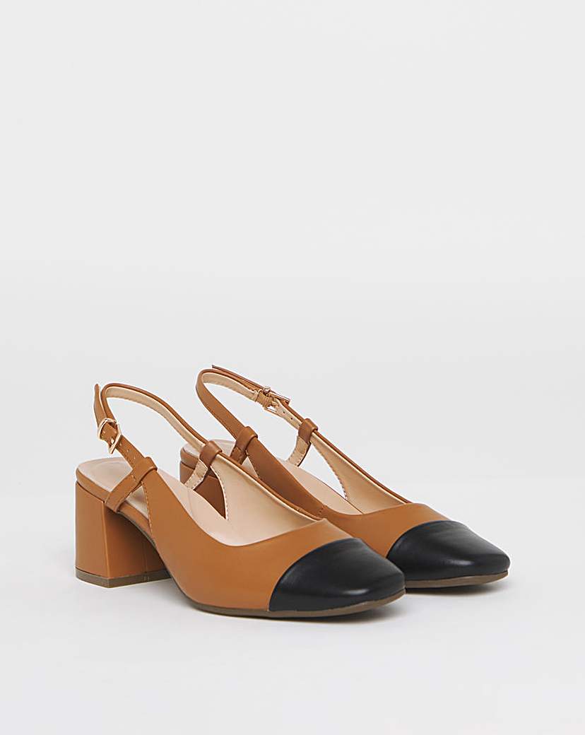 Low Block Heel Slingback Ex Wide