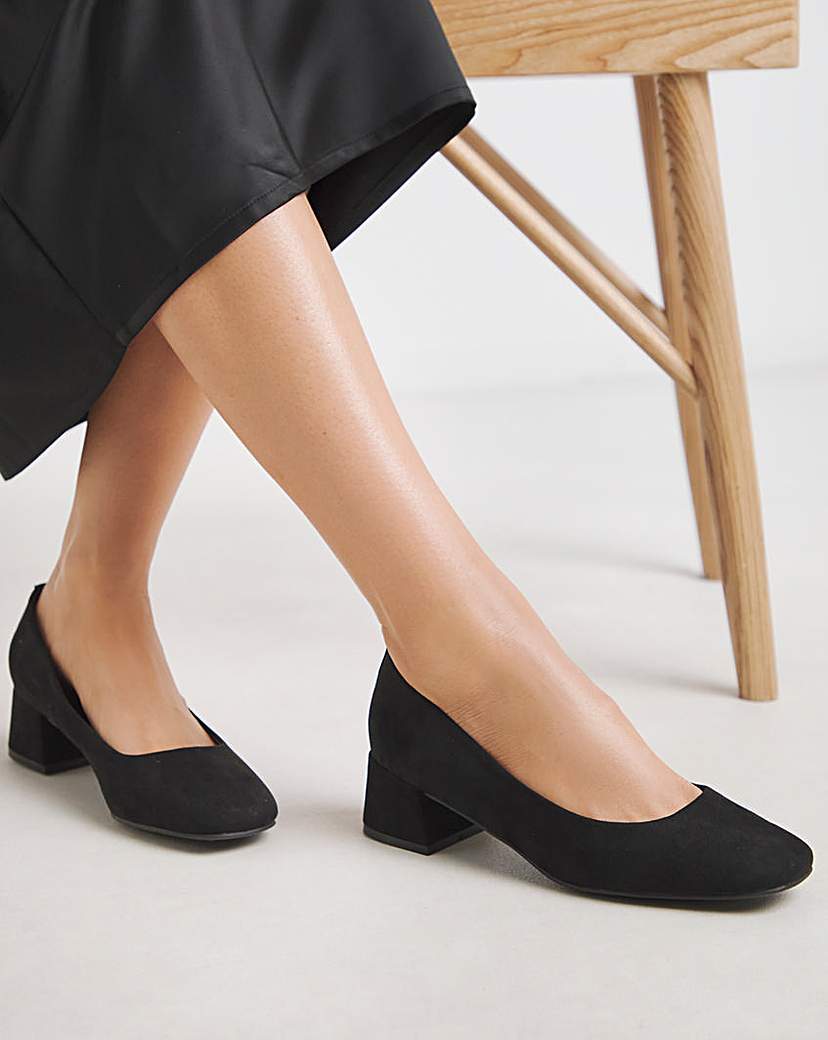 Low Block Heel Court Shoes Wide