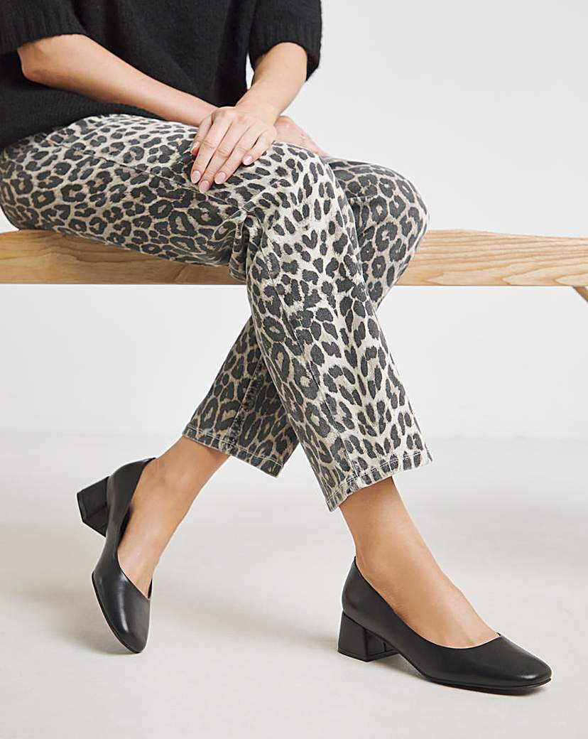 Low Block Heel Court Shoes Wide