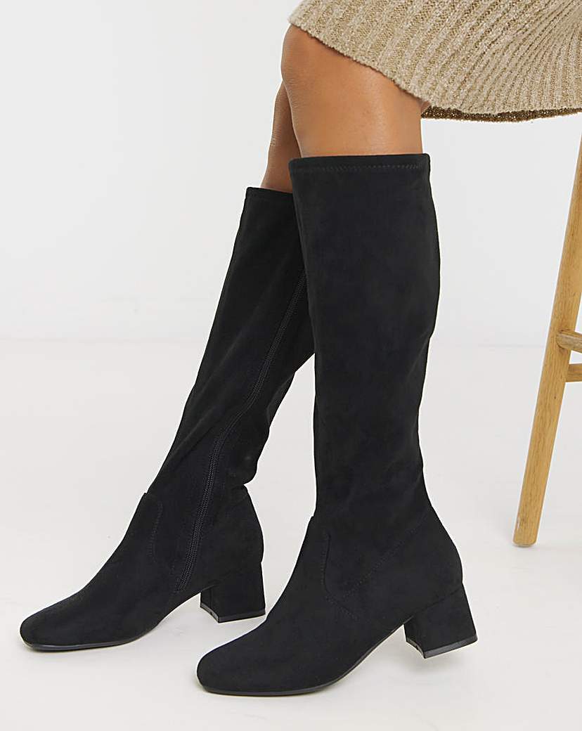 New In - Low Block Heel Knee High Boot D Std