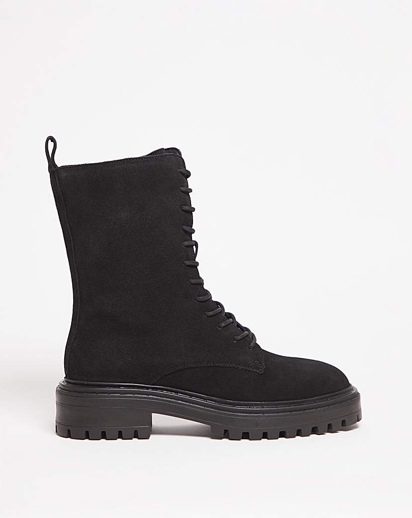 Suede Lace Up Boot E Fit - Black - Size 4 - Women's