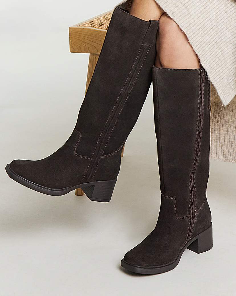 New In - Suede Block Heel Knee Boot ExWide SC C