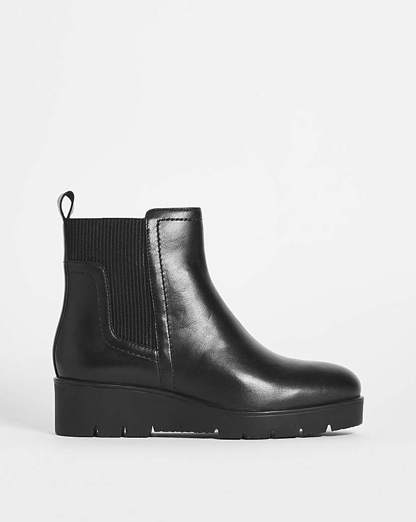 Leather Low Wedge Chelsea Boot EEE Fit