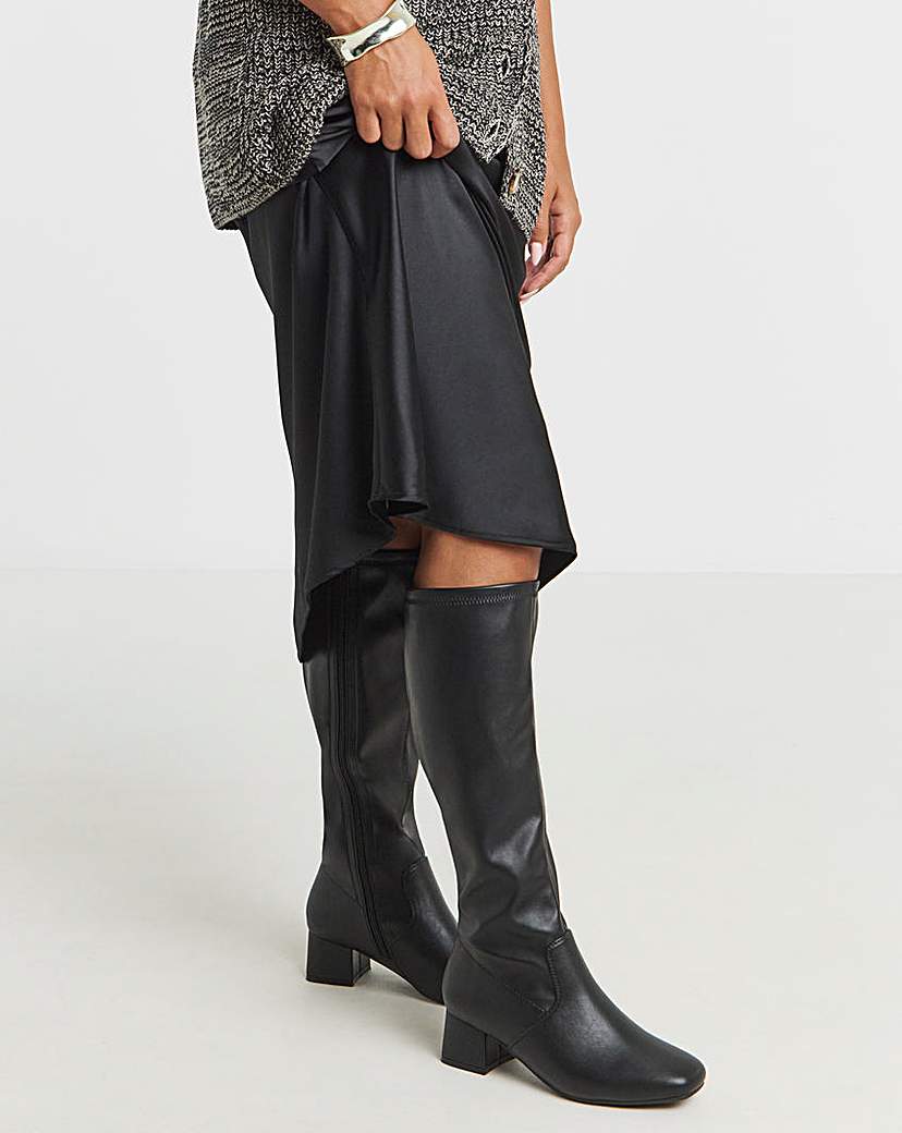 New In - Low Block Heel Knee High Boot EEE C