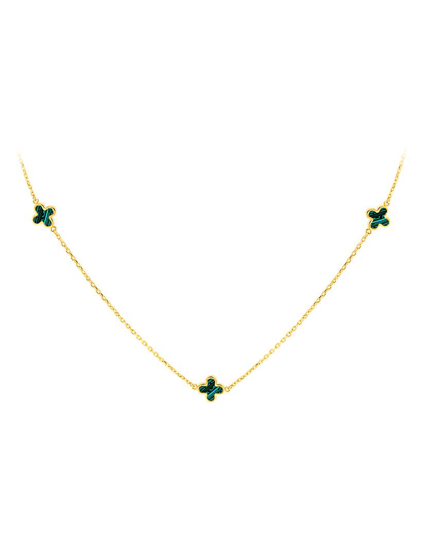 9CT Gold Malachite Petals Necklace