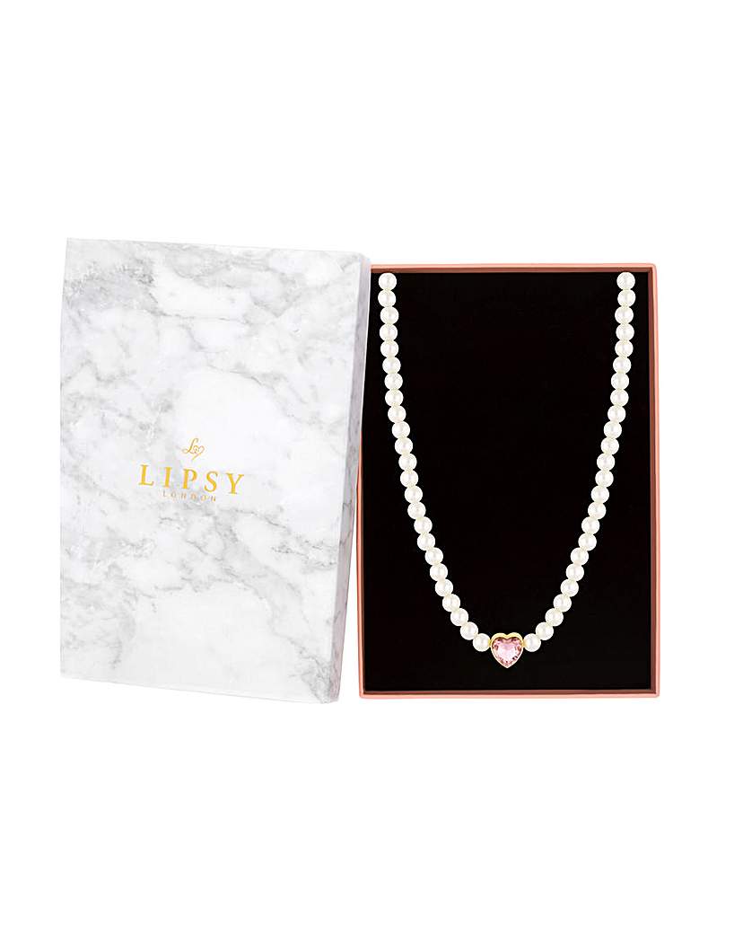 lipsy pearl heart choker necklace