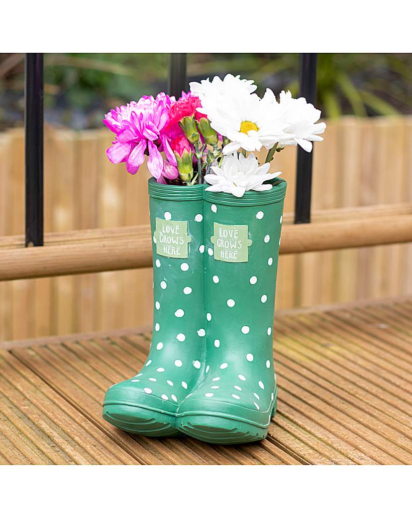 Green Welly Boot Planter