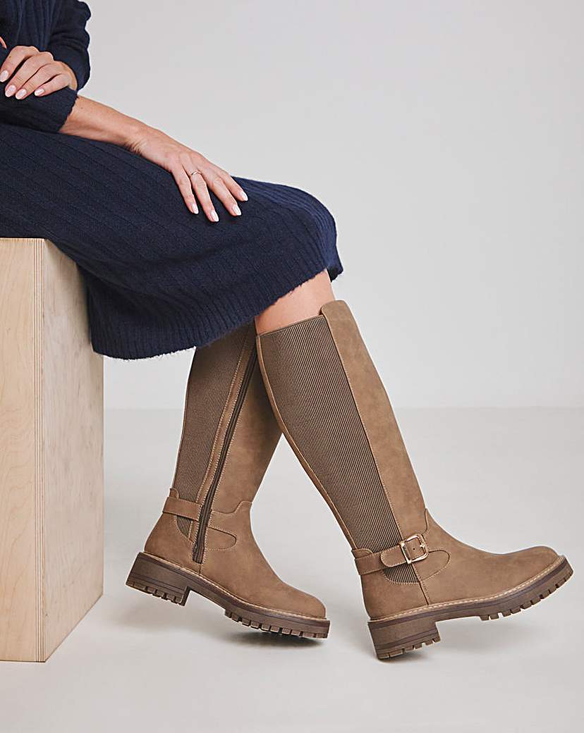 Knee High Elastic Boots Ex Wide Eee Fit