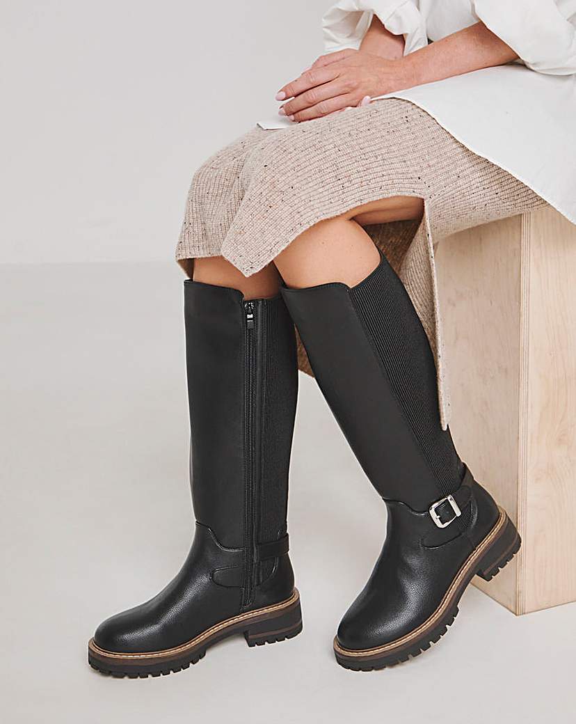 Knee High Elastic Boots Ex Wide EEE Fit