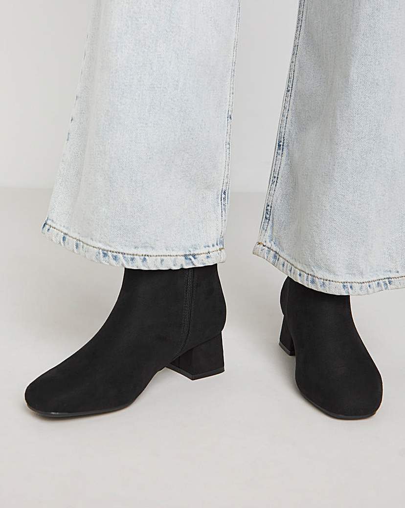 Low Block Heel Ankle Boots Ex Wide Fit
