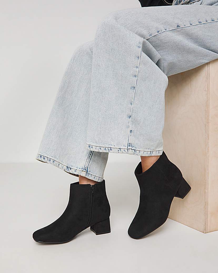 Low Block Heel Ankle Boots Ex Wide Fit
