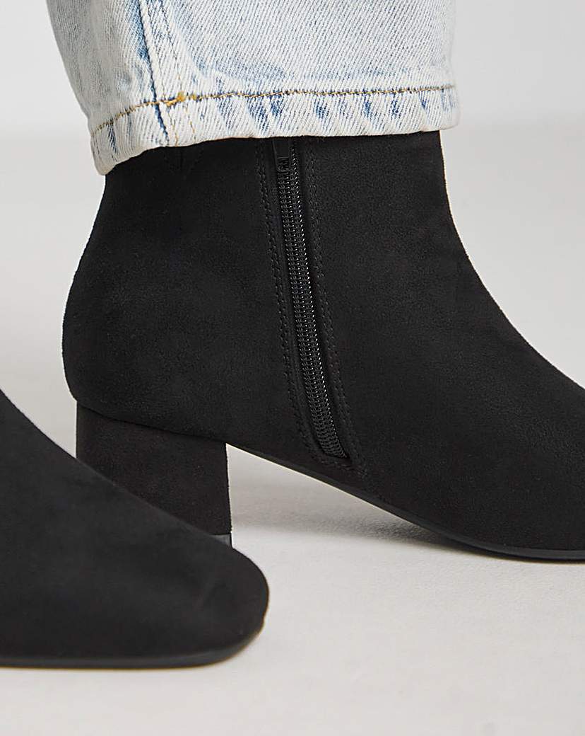 Low Block Heel Ankle Boots Ex Wide Fit