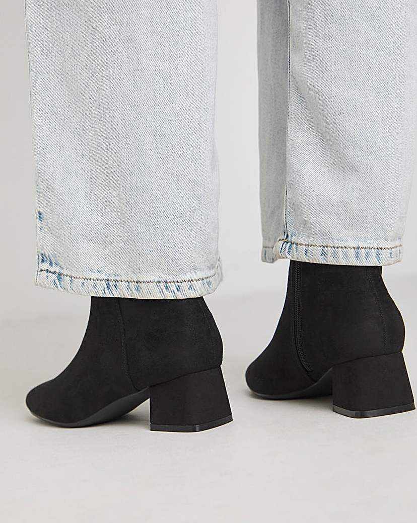 Low Block Heel Ankle Boots Ex Wide Fit